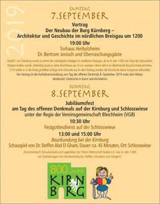 800 Jahre Kirnburg, Vortrag und Burgfest